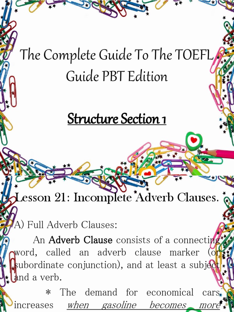 Toefl Structure 5 0 Adverb Clause