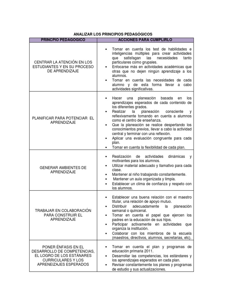 Principios Pedagógicos para Aprendizaje | PDF | Aprendizaje | Evaluación