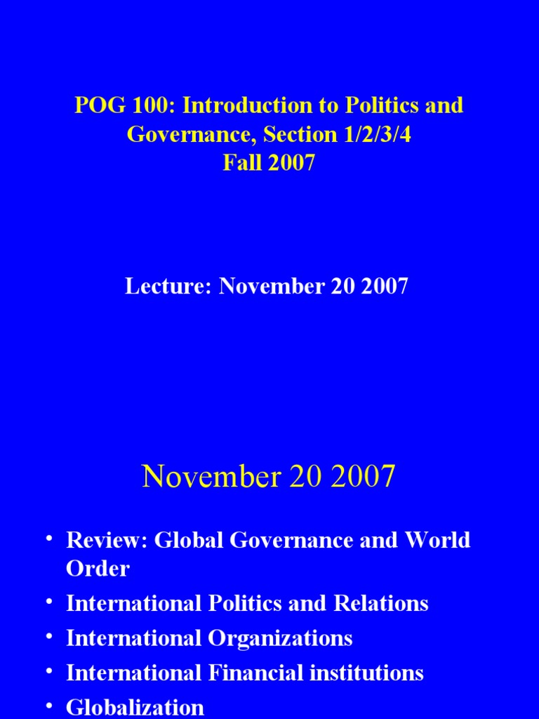 Global Governance and International Politics | PDF | World Trade ...