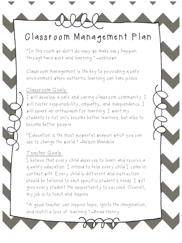 Classroom Management Plan Overview | PDF | Classroom Management | Classroom