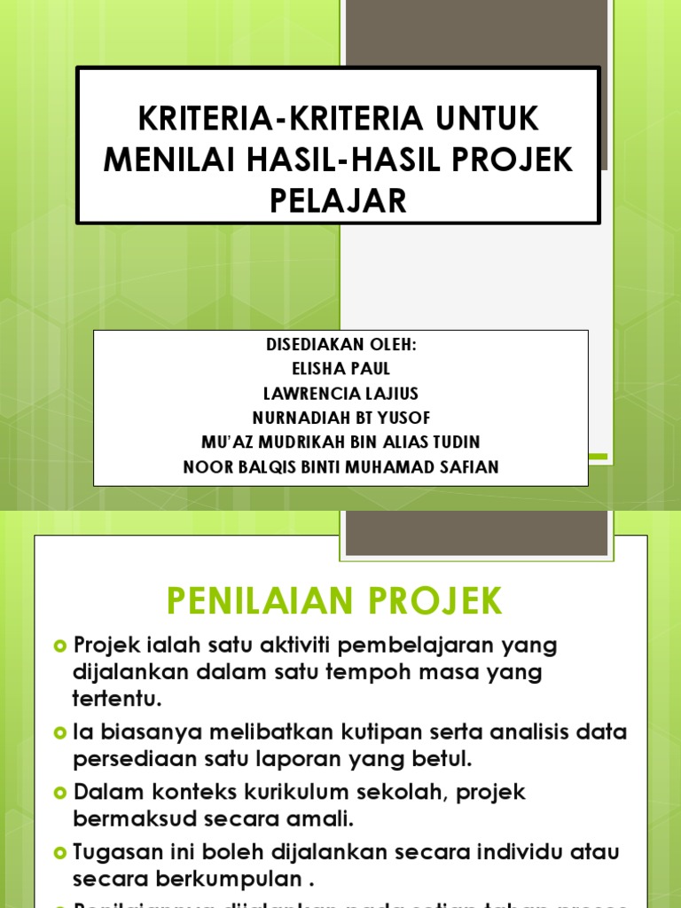 Kriteria Kriteria Untuk Menilai Hasil Hasil Projek Pelajar Pdf
