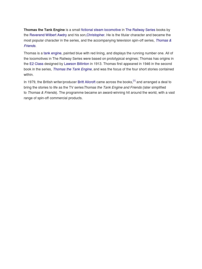 History of Thomas the Tank Engine | PDF | Classics