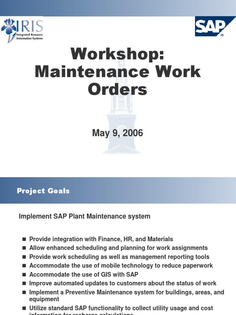Blueprint Session 3 PM Maintenance Work Orders Workshop | PDF