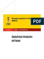Geotechnical Introduction and Issues: Mine Geology & Geophysics For Mining Operations (MINE8760)