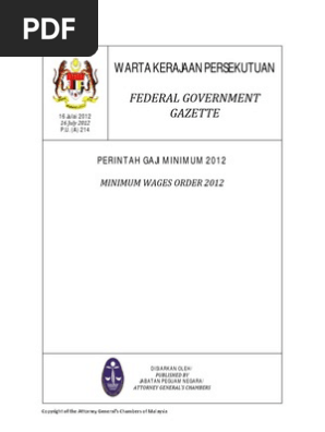 Warta Perintah Gaji Minimum 2012
