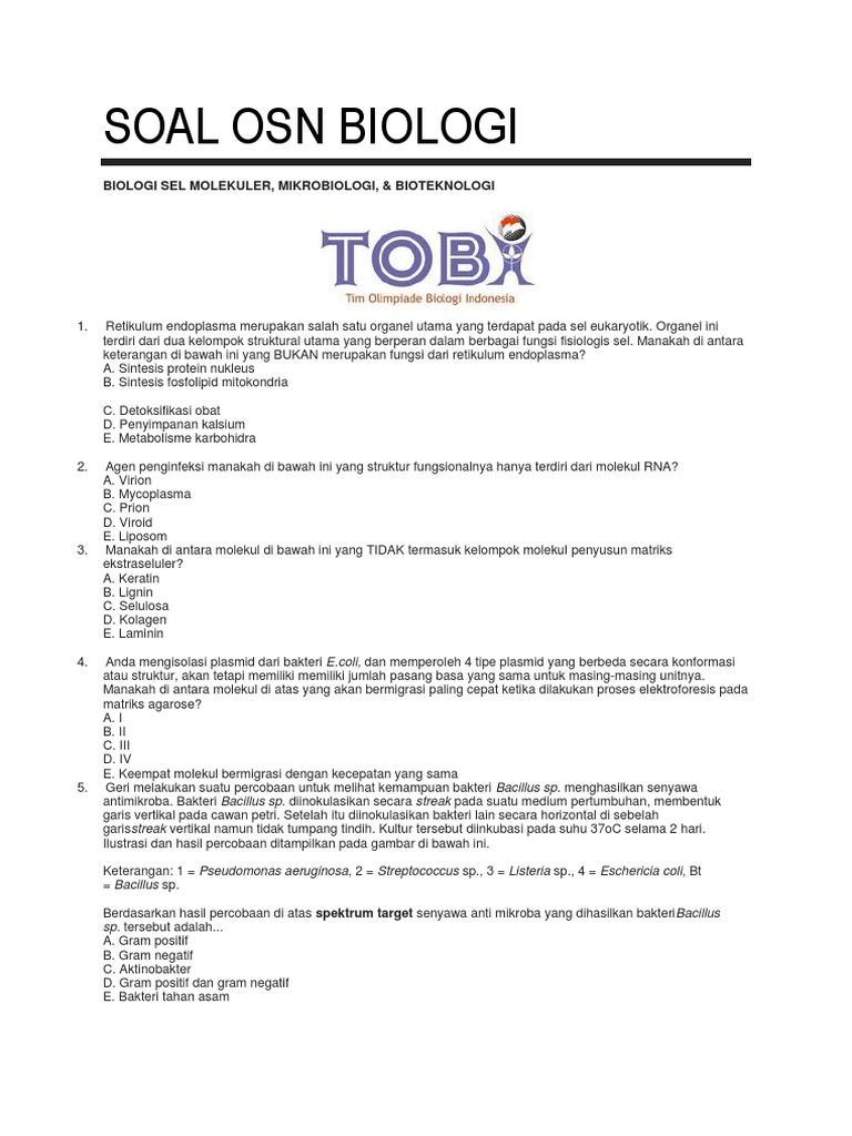 SOAL OSN BIOLOGI