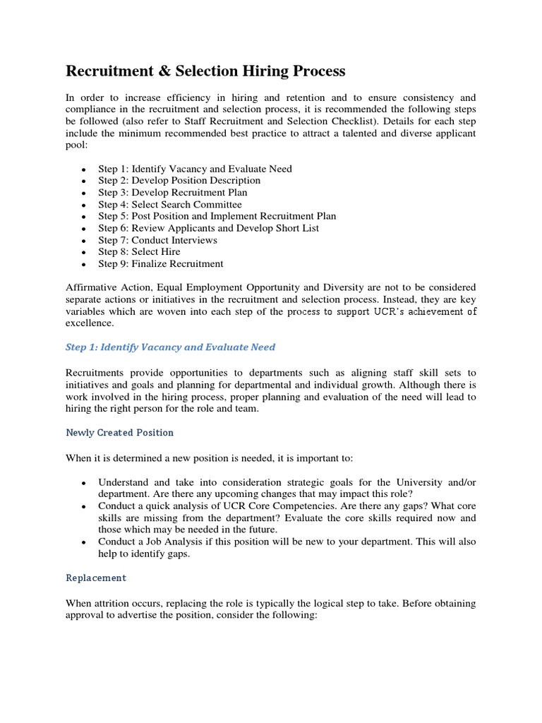 UCR Recruitment Process Steps | PDF | Recruitment | Competence (Human ...