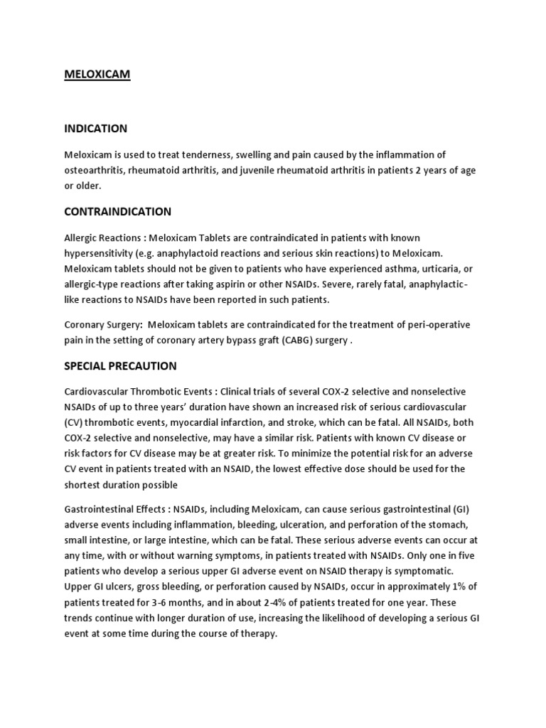 Meloxicam: Package Insert / Prescribing Info intelligence overview