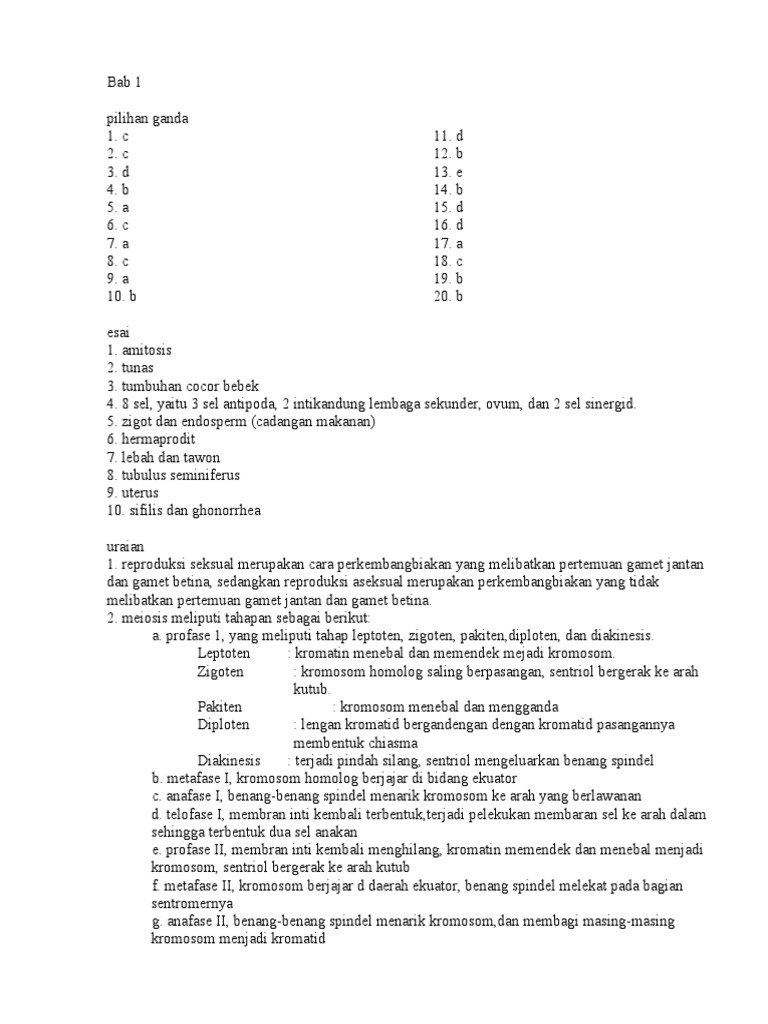 Kunci Jawaban Biologi Smk Kelas Xii