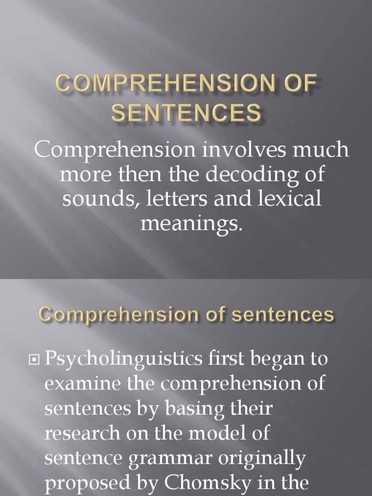 Understanding Sentence Comprehension | PDF | Language Arts & Discipline ...