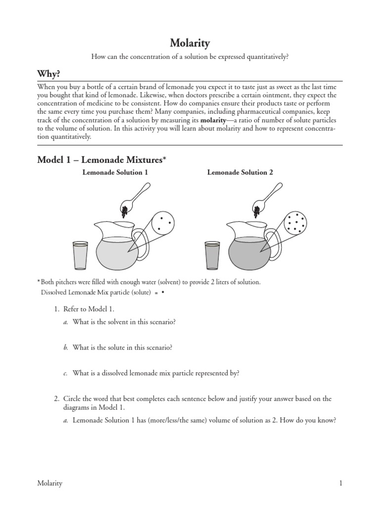 28 Molarity S Molar Concentration Solution