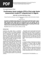 Confirmatory Factor Analysis (CFA) of First Order Factor Measurement Model-ICT Empowerment in Nigeria