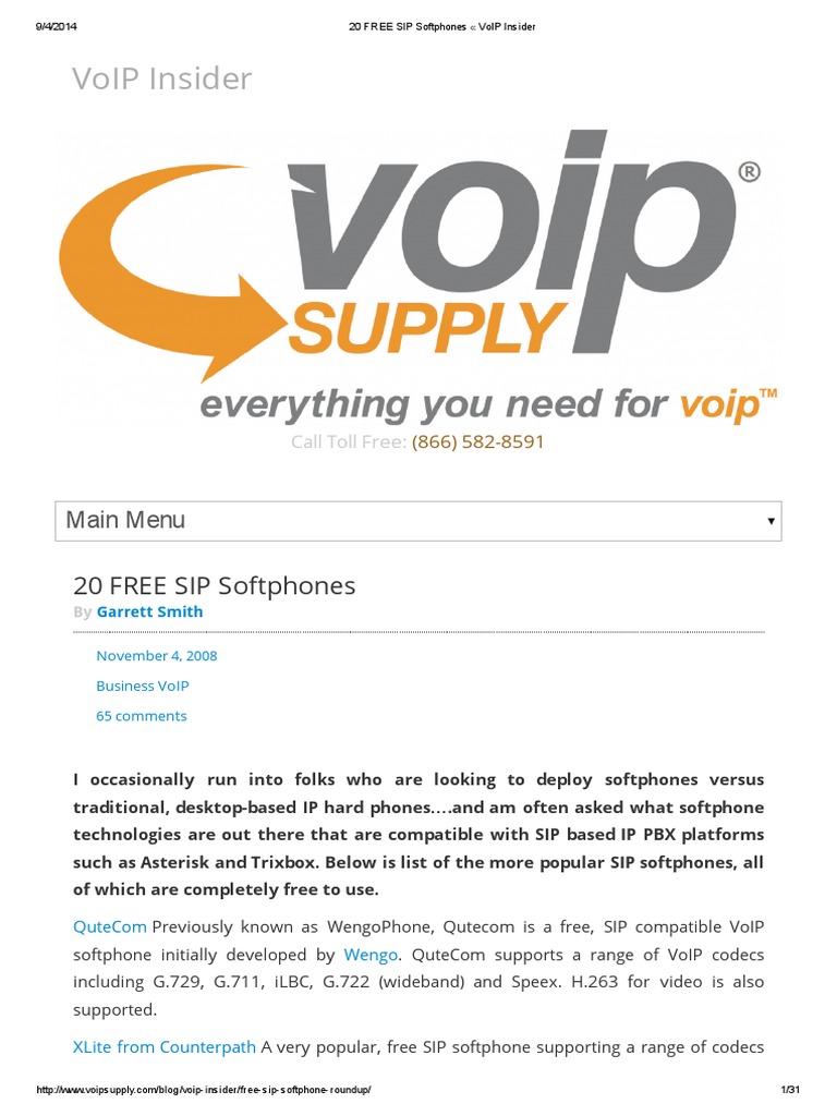 20 FREE SIP Softphones VoIP Insider | PDF | Voice Over Ip | Session