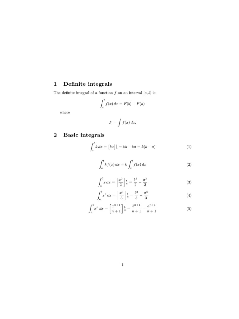 Definite Integral Calculations Guide | PDF | Teaching Mathematics