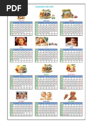 2007 Monthly Calendar Overview | PDF