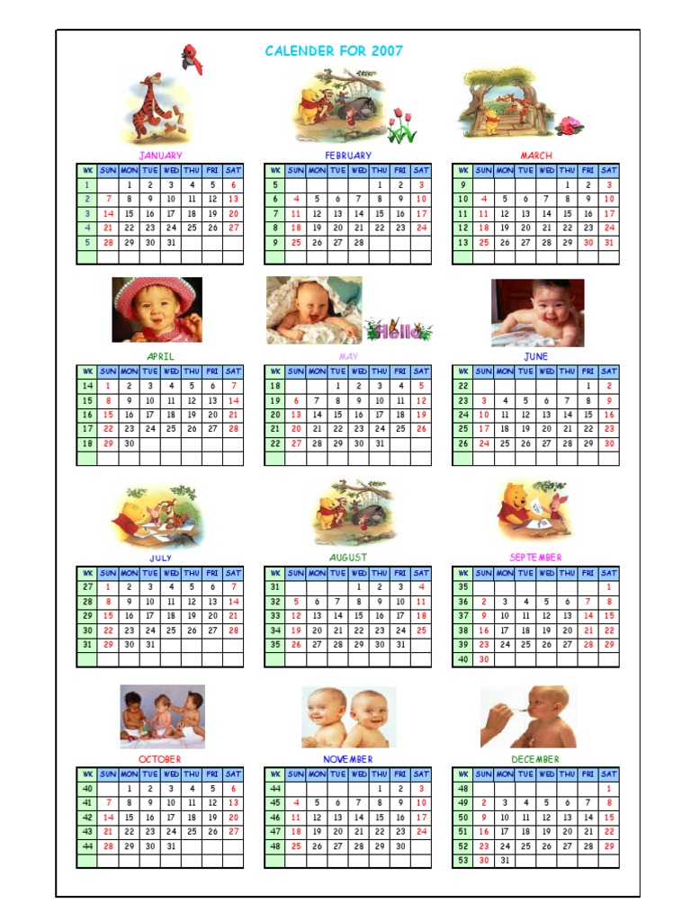 2007 Monthly Calendar Overview | PDF