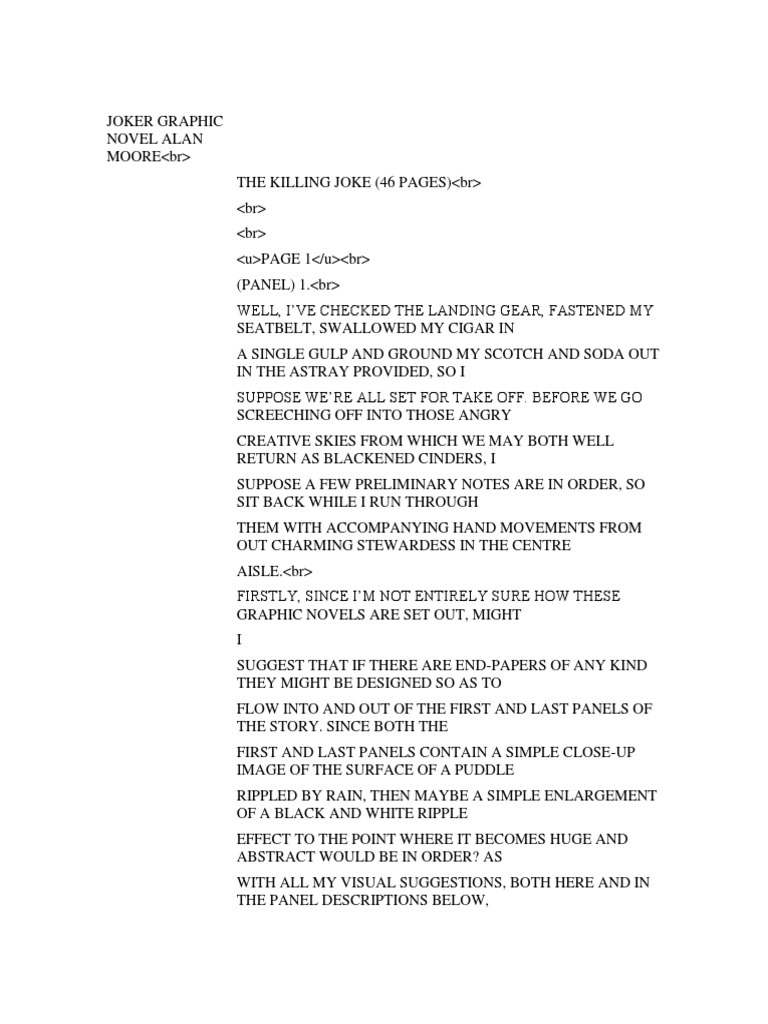 Alan Moore's Killing Joke Script | PDF | Batman | Door