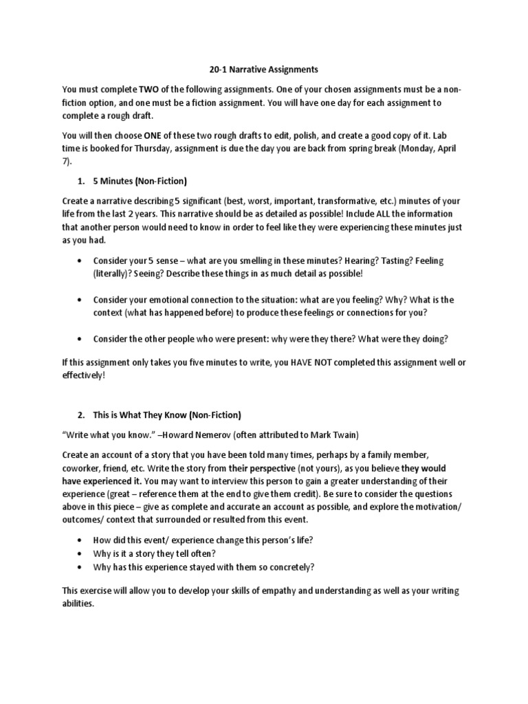 Personal narrative writing assignment image