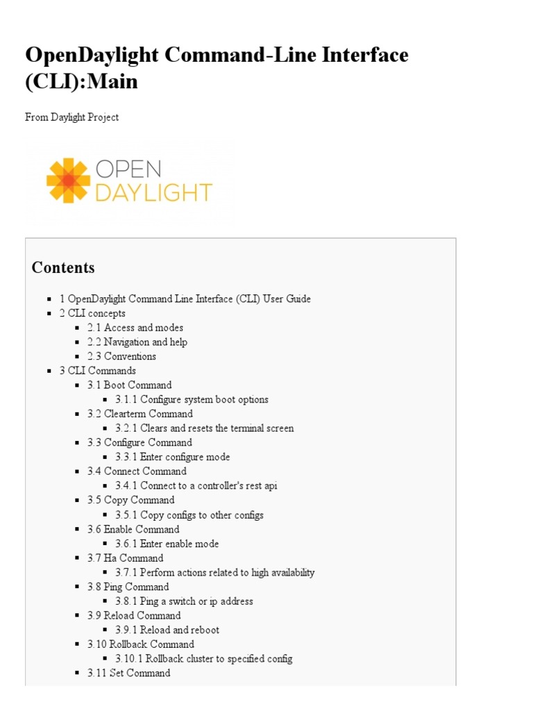OpenDaylight CommandLine Interface (CLI) Main Daylight Project