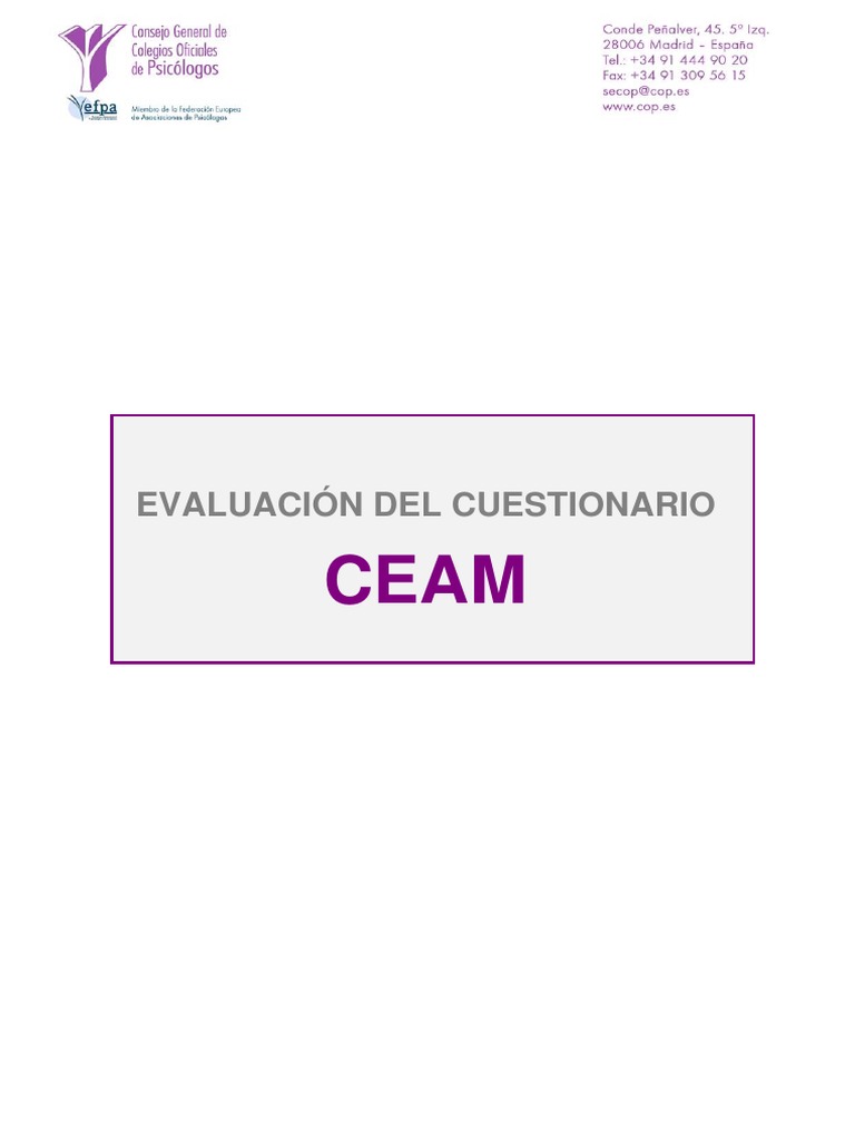 Evaluación del Cuestionario CEAM | PDF | Validez (Estadísticas ...