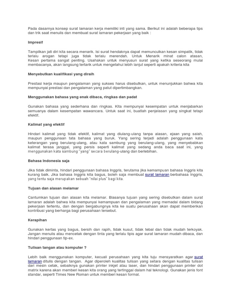 Surat Lamaran Kerja
