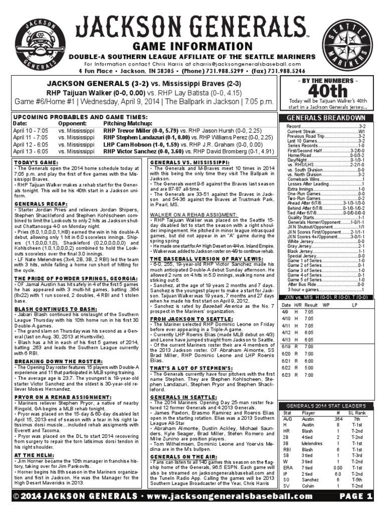 2014 Game Notes 4-9 | PDF