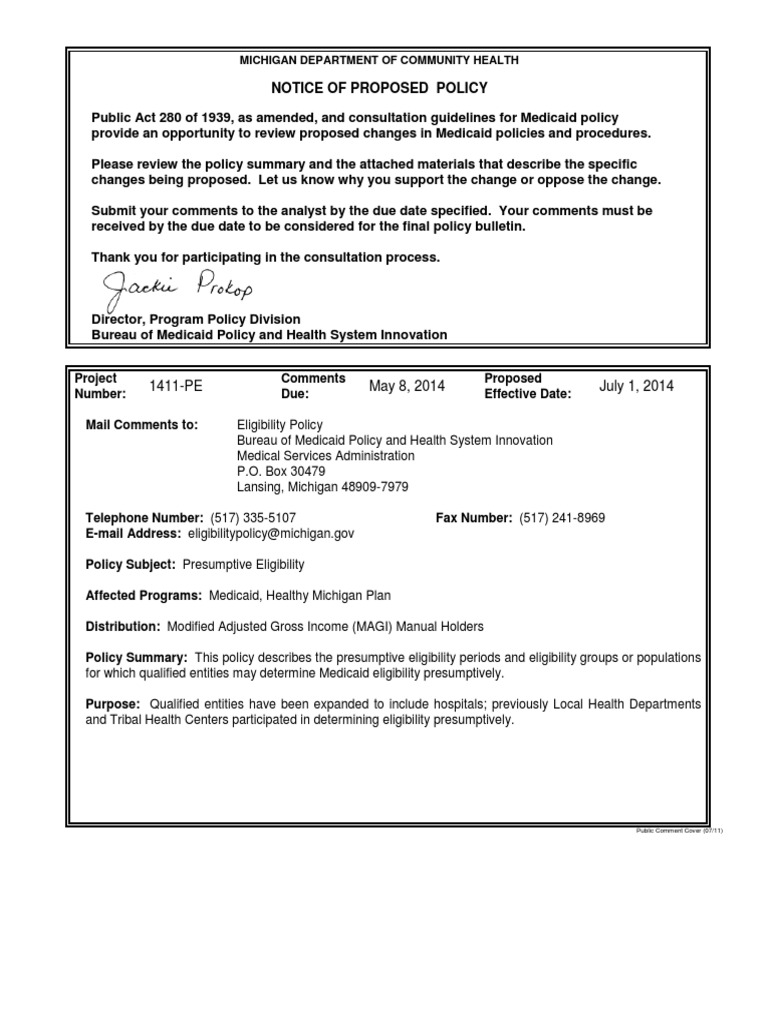 Michigan Medicaid Presumptive Eligibility Medicaid Patient