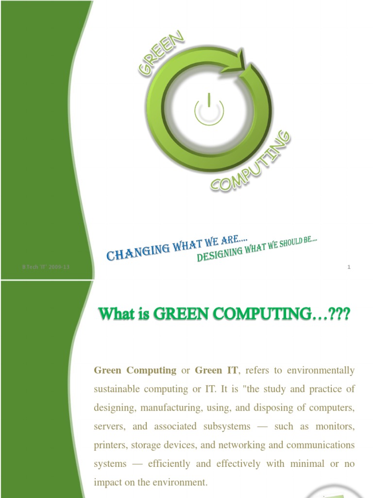 Green Computing: Sustainable IT Practices | PDF | Recycling | Economy ...