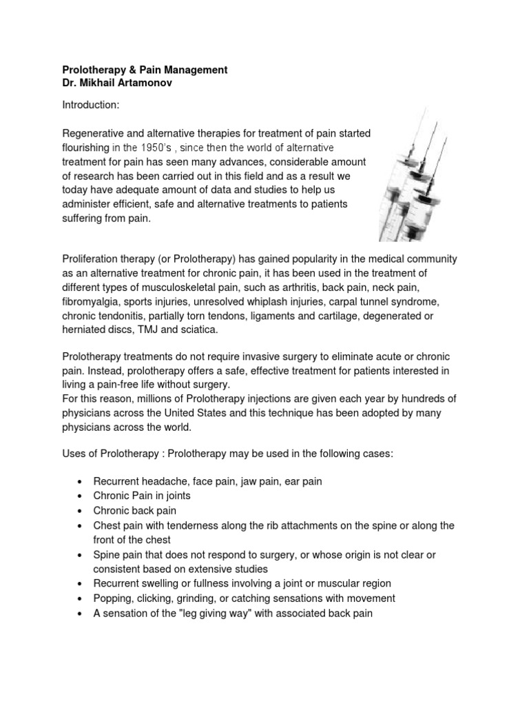 Dr Artamonovprolotherpay Knee Back Pain - 