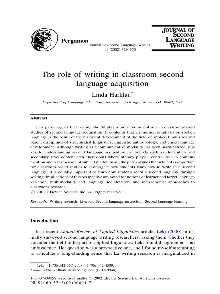 Writing's Impact on Second Language Learning | PDF | Second Language ...