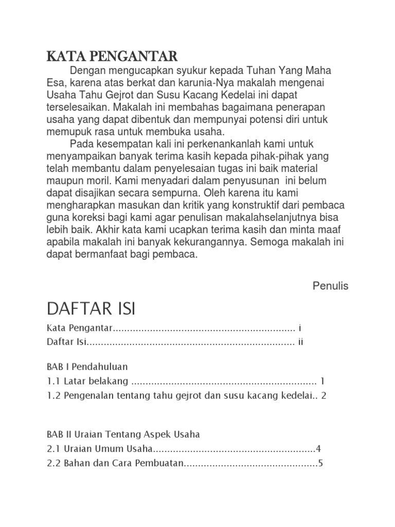 Makalah Usaha Susu Kedelai