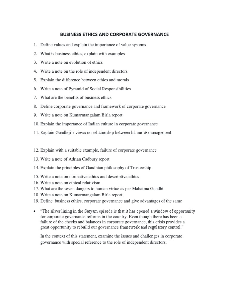 Business Ethics & Governance Guide | PDF