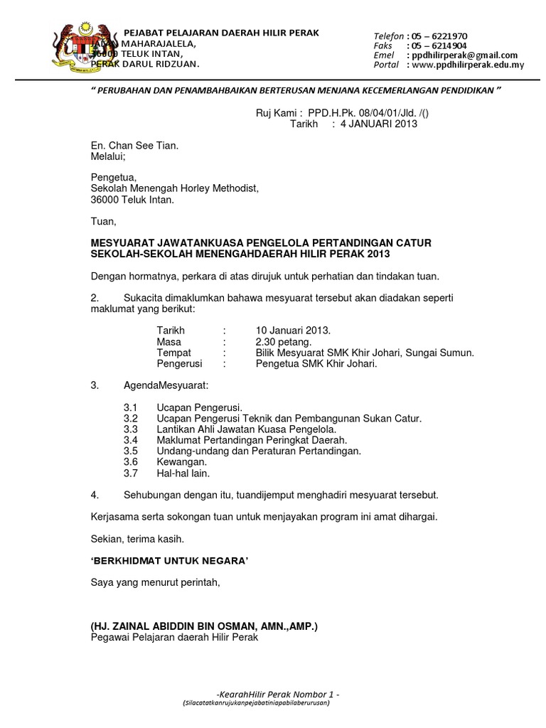 Contoh Surat Panggil Mesyuarat 2013 Pdf