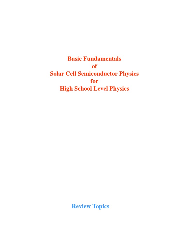 Solar Cell Physics for High School Students | PDF | P–N Junction ...