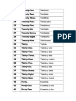 Numbers in English and Spanish 1-50 (39 characters