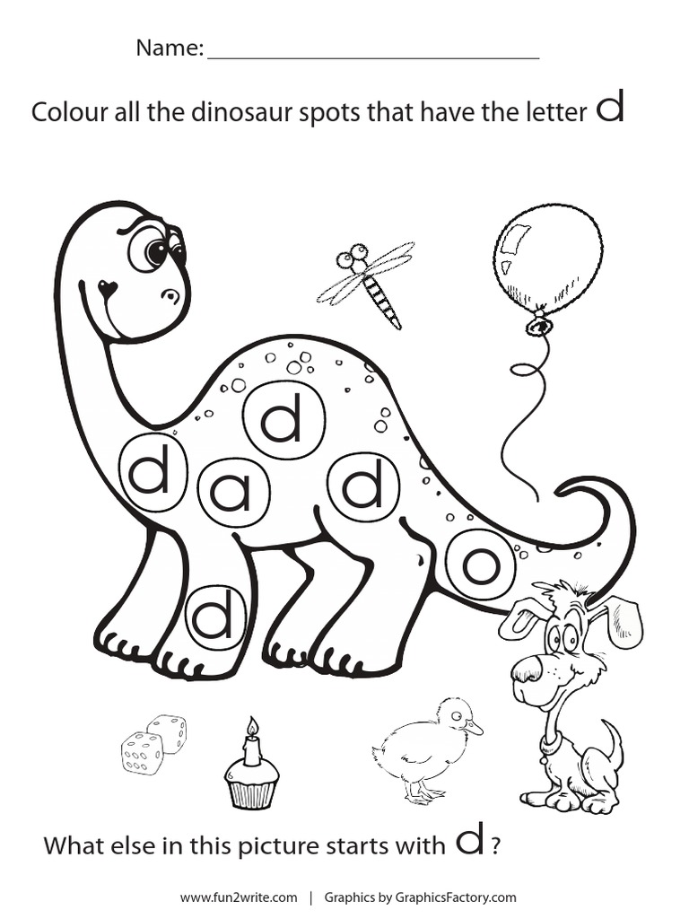 Dinosaur Spot Letter D Worksheet | PDF