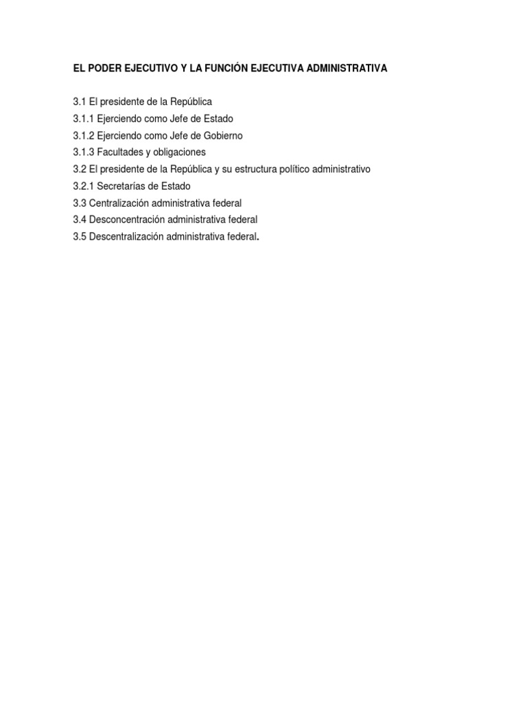 Poder Ejecutivo y Función Administrativa | PDF | Presidentes de los ...