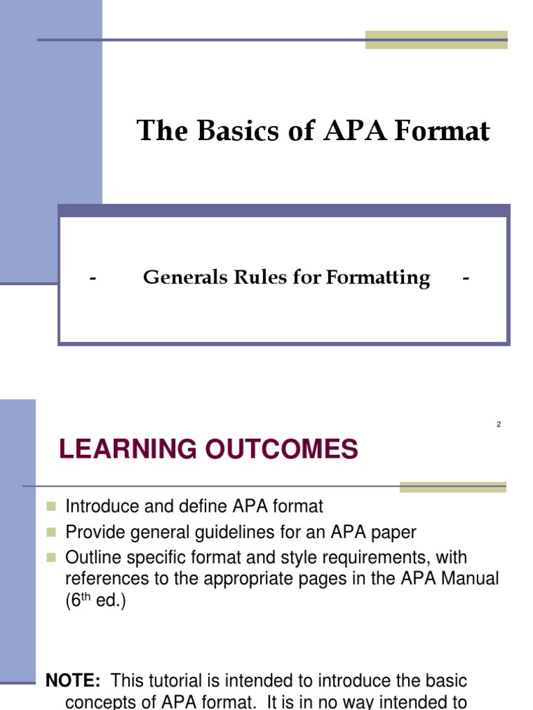 APA Format - General Rules | PDF | Apa Style | American Psychological ...