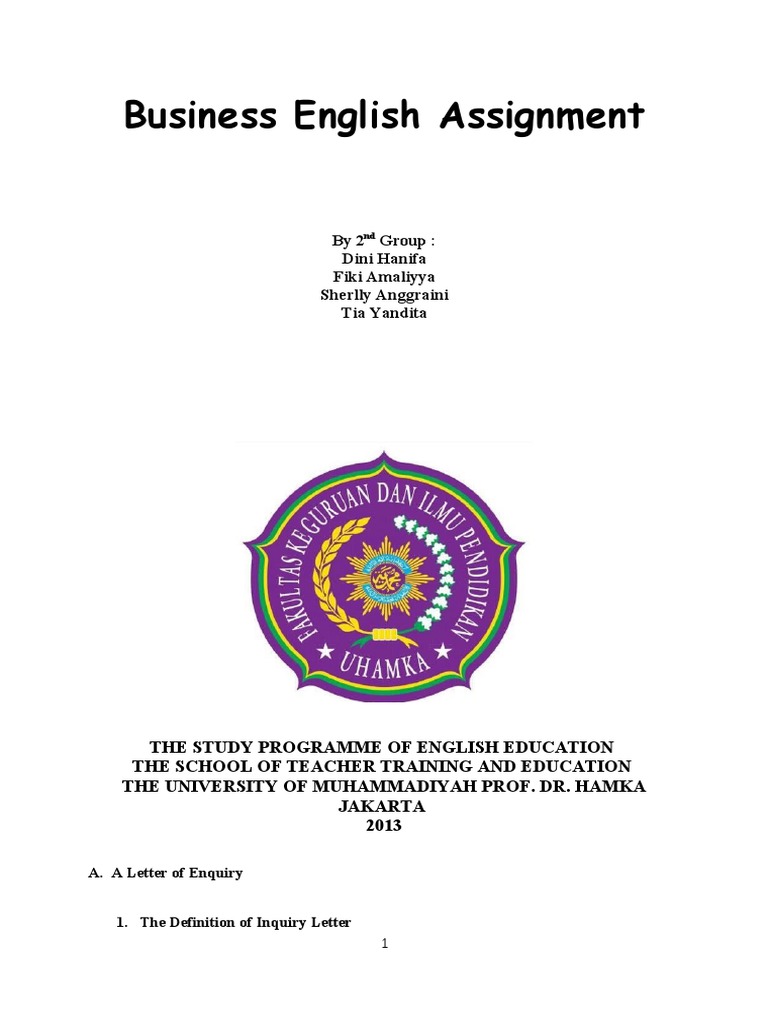 Business English: Inquiry and Acknowledgment Letters | PDF | Reference ...