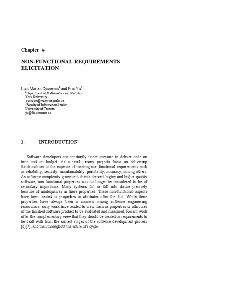 Chapter #: Non-Functional Requirements Elicitation | PDF | Reliability ...