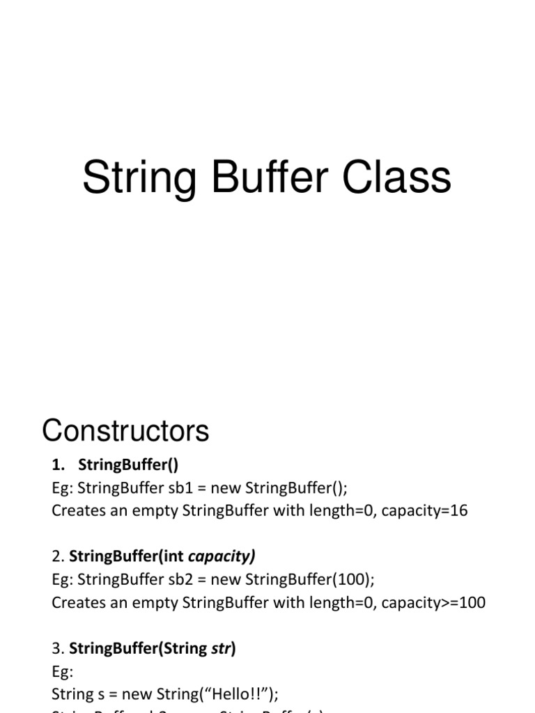 String Buffer Class PDF String Science) Notation