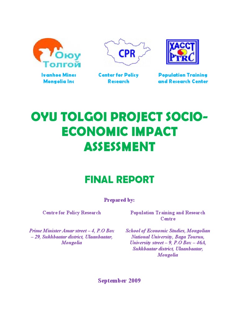 Oyu Tolgoi Socio Economic Impact Assessment 2009 ENG | PDF ...