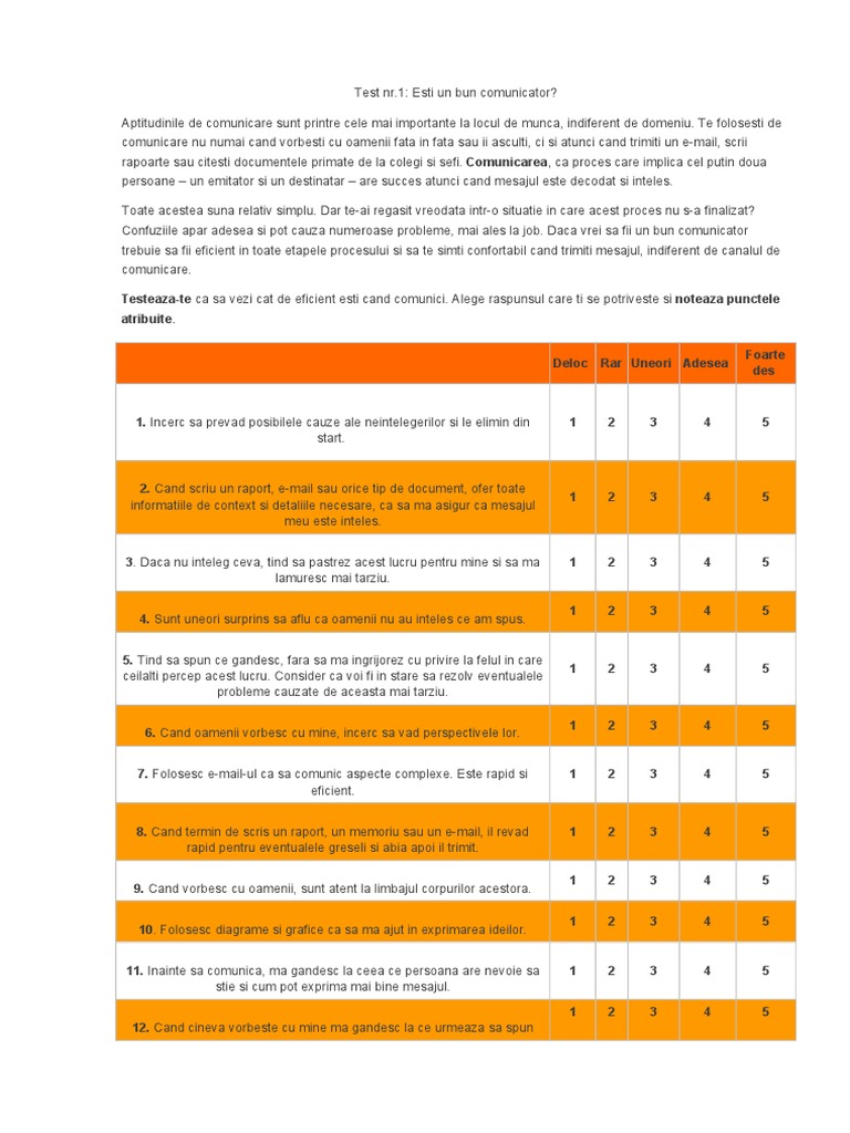 Test de Comunicare | PDF