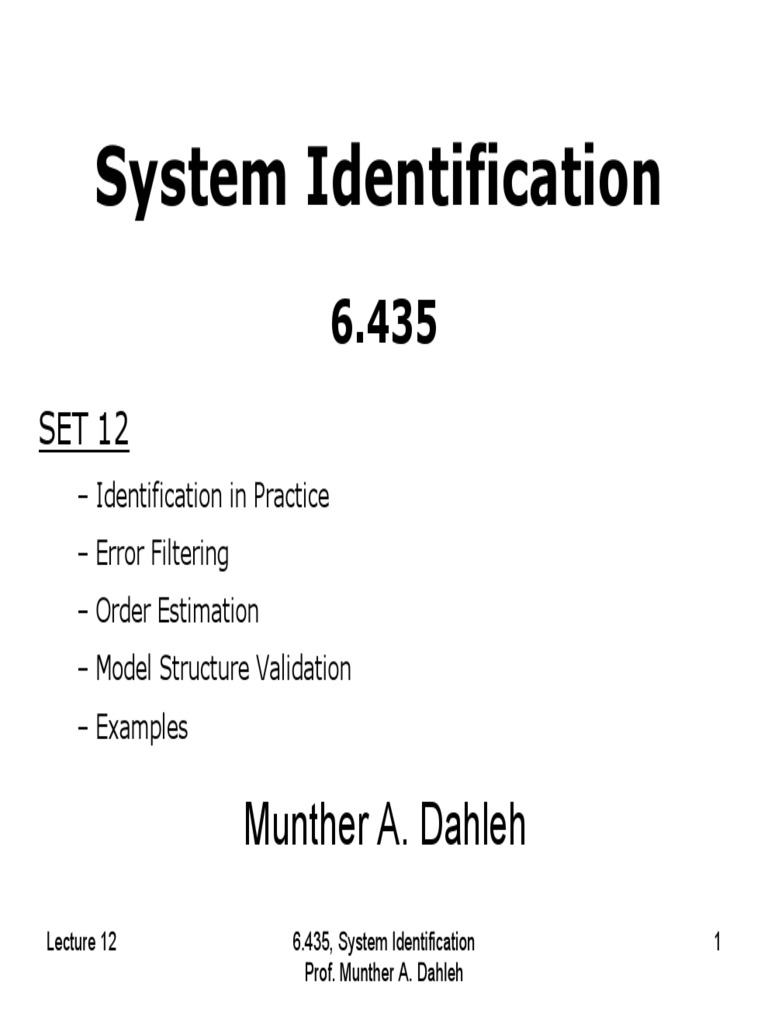 Lecture Notes - MIT - System Identification | PDF | Akaike Information ...
