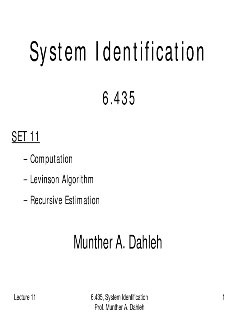 Lecture Notes - MIT - System Identification | PDF | Mathematics Of ...