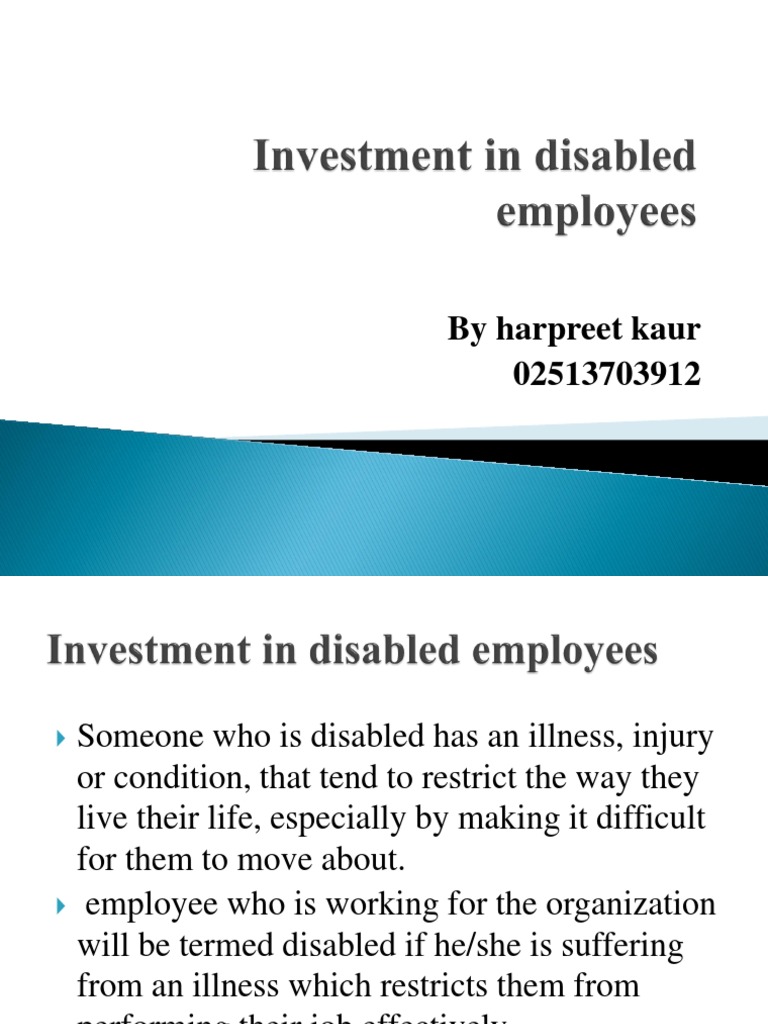 Investment in Disabled Employees PDF Disability Employment