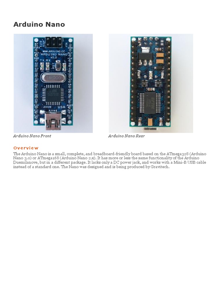 Arduino Nano Front Arduino Nano Rear | PDF | Arduino | Digital Technology