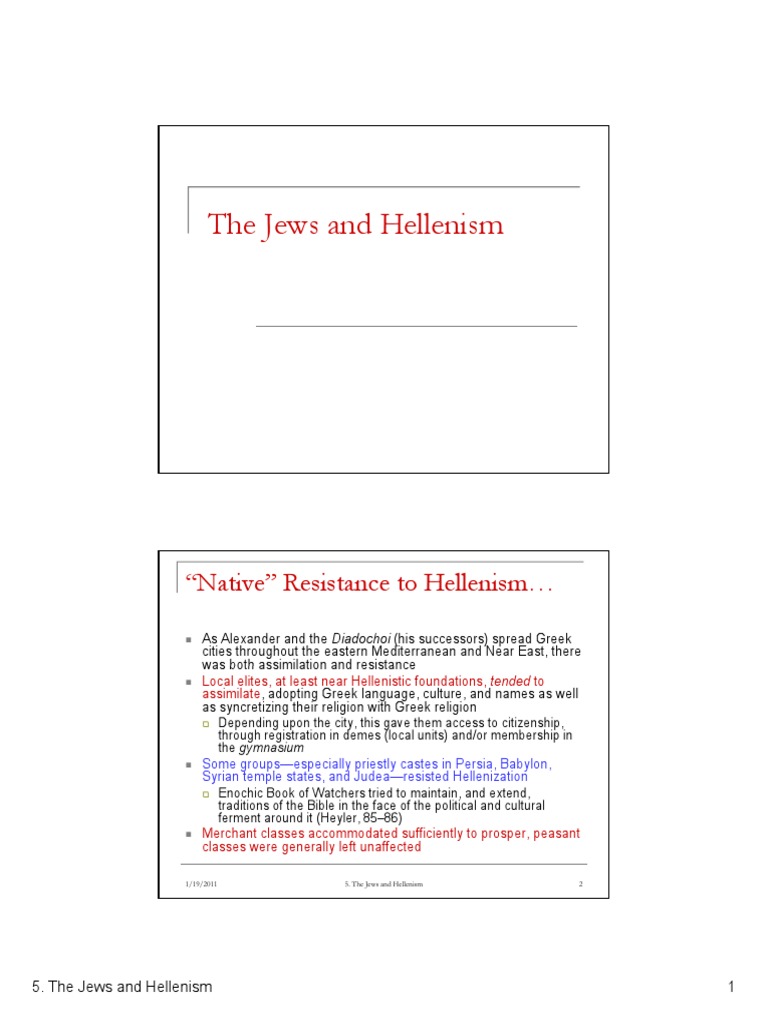 5 - The Jews and Hellenism | PDF | Septuagint | Hellenistic Period