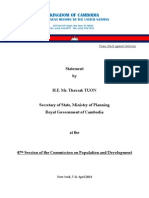 Cambodia Country Statement To 47th CPD 7-11 April 2014 Revised 2
