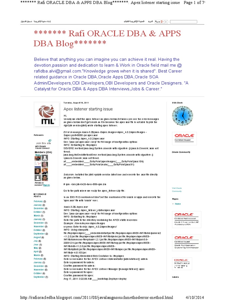 Apex Listener Starting Issue | PDF | Oracle Database | Oracle Corporation